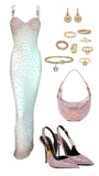 Ndyad Spaghetti Strap Sheath Evening Gowns Beaded Satin Graduation Dress Sparkly Wedding Guest Dress HZ1024