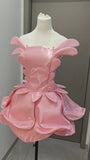 Ndyad Pink Strapless Short Ball Gown 1 6th Birthday Dress Middle School Hoco Dresses HZ1024