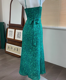 Evafashion retro floral ruffled temperament waist slit dress HZ1024