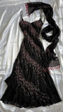 Ndyad Black Spaghetti Strap Sheath Prom Dresses Elegant Beaded Chiffon Formal Dress Chiffon Evening Gown HZ1024