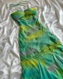 Evafashion Gradient Green Halter Sheath Prom Dresses Elegant Beaded Chiffon Formal Dress Pool Party Dress Holiday Dress HZ1024