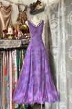 Ndyad Purple A-Line Evening Gowns V-neck Floral Chiffon Long Prom Dresses Vintage Birthday Dress HZ1024