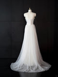 Ndyad White Ball Gown Wedding Dress Strapless Wedding Dress Modest Tulle Bridal Dress HZ1024