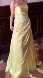 Ndyad Butter Yellow Sheath Formal Dress Elegant Strapless Satin Chiffon Evening Gowns Beaded Graduation Prom Dresses HZ1024