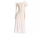 Ndyad one-shoulder knitted patchwork soft lace slim fishtail dress HZ1024