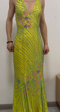 Ndyad Yellow Memaid Formal Dress Elegant Beaded Halter Evening Gowns Backless Graduation Dress HZ1024