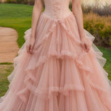 Ndyad Blush Pink Ball Gown Tulle Quinceanera Dress Sweet 16 Dress Sweetheart Long Prom Dresses HZ1024