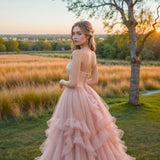 Ndyad Blush Pink Ball Gown Tulle Quinceanera Dress Sweet 16 Dress Sweetheart Long Prom Dresses HZ1024