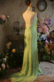 Ndyad Green Sheath Beaded Graduation Dress Spaghetti Straps Open Back Vintage Evening Gown 18th Birthday HZ1024