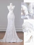 Ndyad Sweetheart Ivory Bridal Dress Lace Appliqu¨¦ Mermaid Wedding Dress Beaded Bridal Dress HZ1024