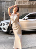 Ndyad Halter Neck Satin Sling Fishtail Dress HZ1024