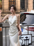 Ndyad Halter Neck Satin Sling Fishtail Dress HZ1024