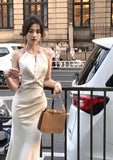 Ndyad Halter Neck Satin Sling Fishtail Dress HZ1024