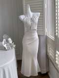 Ndyad Halter Neck Satin Sling Fishtail Dress HZ1024