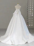 Evafashion Sweetheart Neck Satin White Long Prom Dress HZ1024