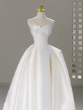 Evafashion Sweetheart Neck Satin White Long Prom Dress HZ1024