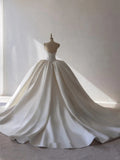 Ndyad Ivory Sweetheart Bridal Gown Satin Ball Gown Wedding Dress Modest Bridal Dress HZ1024