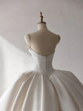 Ndyad Ivory Sweetheart Bridal Gown Satin Ball Gown Wedding Dress Modest Bridal Dress HZ1024