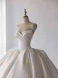 Ndyad Ivory Sweetheart Bridal Gown Satin Ball Gown Wedding Dress Modest Bridal Dress HZ1024