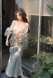 Ndyad Green Halter Neck Satin Strap Fishtail Dress HZ1024