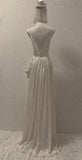 Ndyad White A-Line V-Neck Bridal Gowns Elegant Satin Wedding Dress Slit Backless Bridal Dress HZ1024