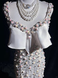 Ndyad Mermaid V-neck Long Prom Dress Elegant Beaded Formal Dress Backless Evening Gowns HZ1024
