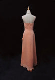 Ndyad Sheath Spaghetti Strap Long Prom Dress Fairytale Chiffon Beaded Formal Dress Coral Birthday Party Dress HZ1024