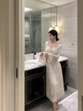 Ndyad elegant bow A-line long skirt white dress birthday dress HZ1024