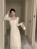 Ndyad elegant bow A-line long skirt white dress birthday dress HZ1024