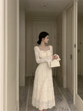 Ndyad elegant bow A-line long skirt white dress birthday dress HZ1024