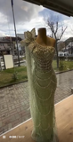 Ndyad Green One Shoulder Sheath Long Prom Dress Beaded Tulle Formal Evening Dress Wedding Guest Outfit HZ1024