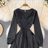 Ndyad V Neck Long Sleeve Dress Fashion Dress HZ1024