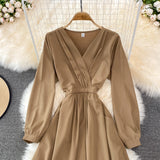Ndyad V Neck Long Sleeve Dress Fashion Dress HZ1024