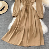 Ndyad V Neck Long Sleeve Dress Fashion Dress HZ1024