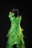 Ndyad Green One Shoulder Birthday Dress Hi-Lo Evening Gowns Fairytale Tulle Prom Dress HZ1024