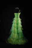 Ndyad Green One Shoulder Birthday Dress Hi-Lo Evening Gowns Fairytale Tulle Prom Dress HZ1024