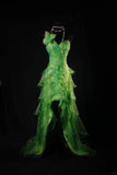 Ndyad Green One Shoulder Birthday Dress Hi-Lo Evening Gowns Fairytale Tulle Prom Dress HZ1024