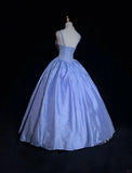 Ndyad Blue Spaghetti Strap Ball Gown Quinceanera Dress Elegant Beaded Evening Gown Glitter Birthday Dress HZ1024