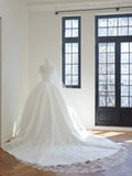 Ndyad Strapless White Bridal Gown Satin Ball Gown Wedding Dress Simple Bridal Dress HZ1024
