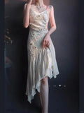 Ndyad Spaghetti Strap Sheath Formal Dress Satin Beaded Birthday Dress Elegant Short Homecoming Dress HZ1024