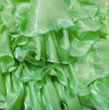 Ndyad Spaghetti Strap Ball Gown Evening Dress Green Satin Tiered Party Dress HZ1024
