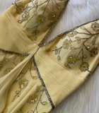 Ndyad Halter Sheath Long Prom Dress Yellow Beaded Chiffon Formal Dress Backless Evening Gown HZ1024