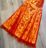 Ndyad Strapless A-Line Long Prom Dress Orange Beaded Chiffon Formal Dress Elegant Evening Gown HZ1024