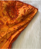 Ndyad Strapless A-Line Long Prom Dress Orange Beaded Chiffon Formal Dress Elegant Evening Gown HZ1024