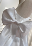 Ndyad White Birthday Dress Strap Ball Gown Satin Party Dress Short Homecoming Dress HZ1024