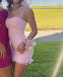 Ndyad Strap Bodycon Short Formal Dress Stunning Birthday Dress Pink Homecoming Dress HZ1024