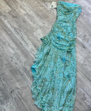 Ndyad Vintage Sheath Strapless Evening Gown Elegant Sequin Chiffon Formal Dress Long Prom Dress HZ1024