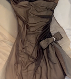 Ndyad Brown Vintage Sheath Spaghetti Strap Long Evening Gown Gorgeous Sequin Chiffon Formal Dress Birthday Dress HZ1024