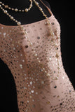 Ndyad Vintage Mermaid Spaghetti Strap Long Evening Gown Gorgeous Sequin Chiffon Formal Dress Prom Dress HZ1024