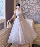 Ndyad Modest Spaghetti Strap Ball Gown Tulle Apricot Long Prom Dress Sweet 16 Dress HZ1024